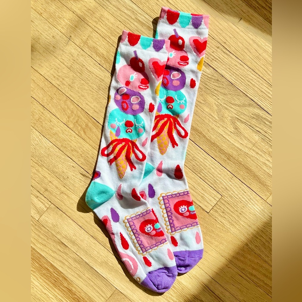 NWOT SoLazo Festive Ice Cream and Cherry Mid-Calf Socks